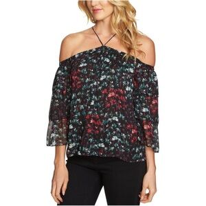 1. State Black Floral Off-Shoulder Blouse M